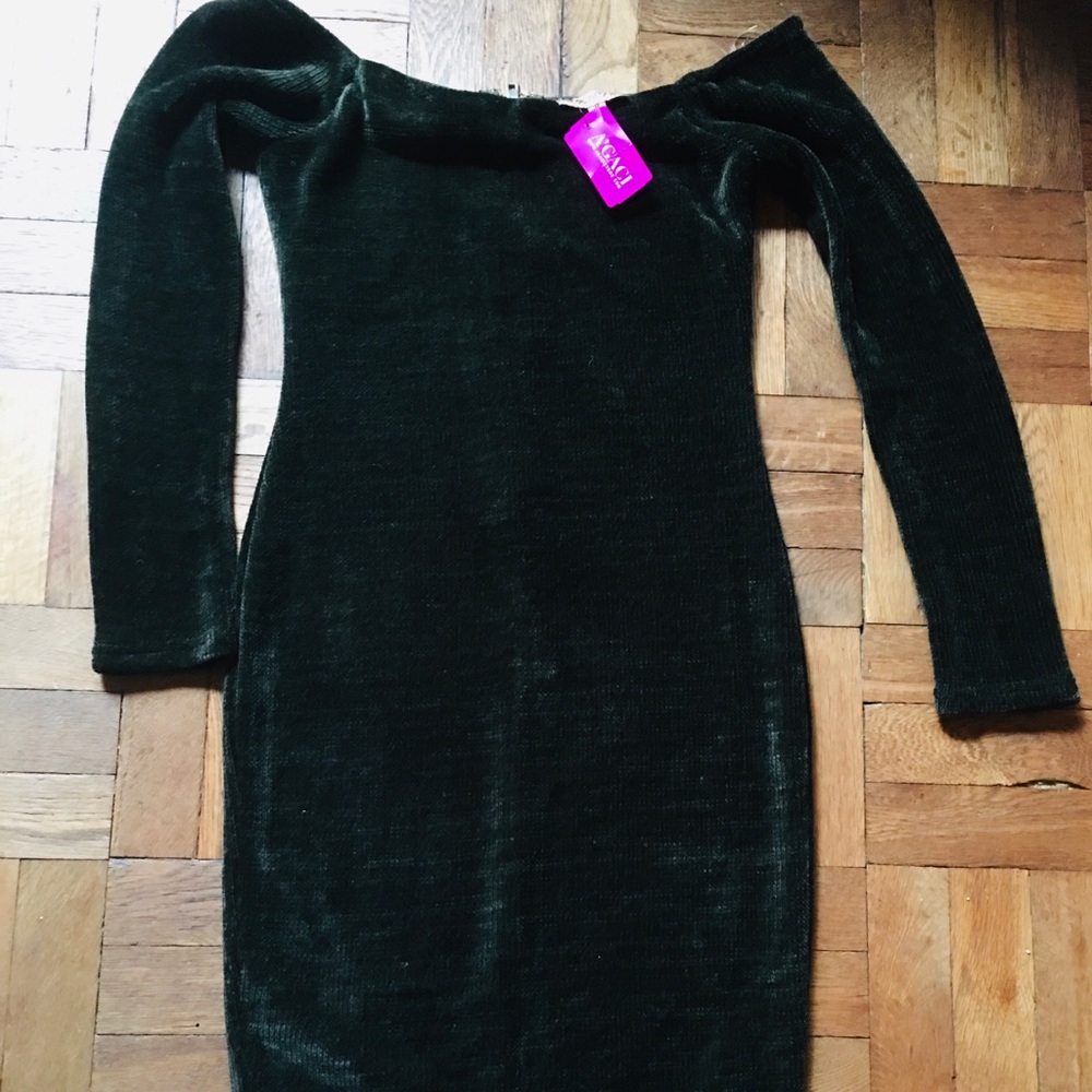 Olive sweater dress.